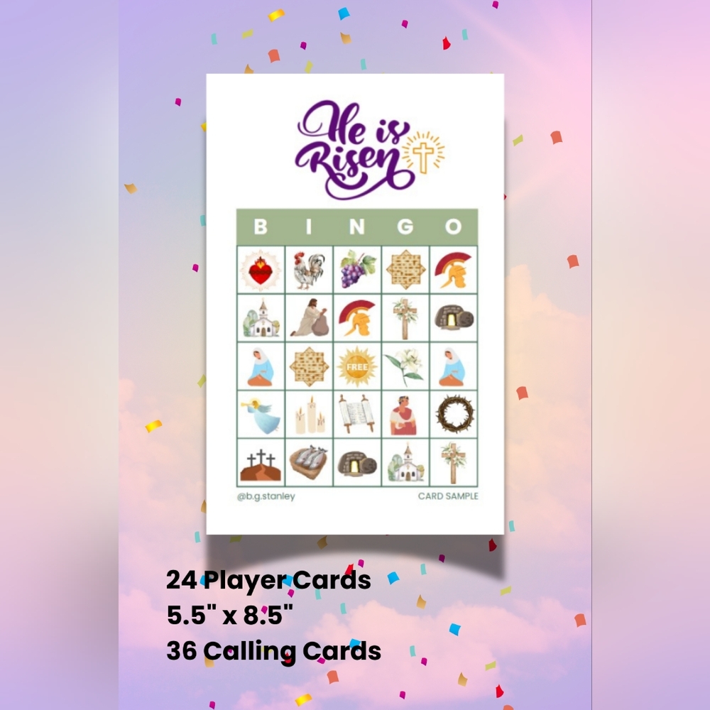 Bingo Cards Easter He Is Risen Religious Jesus Edition 24 Cards Family Games